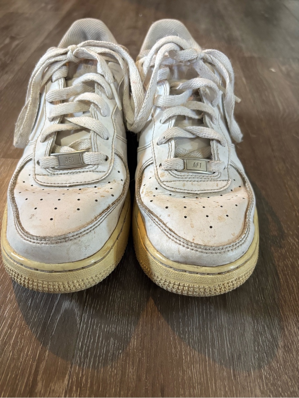 Nike Women's White and Gold AF1 Low-Top Sneakers